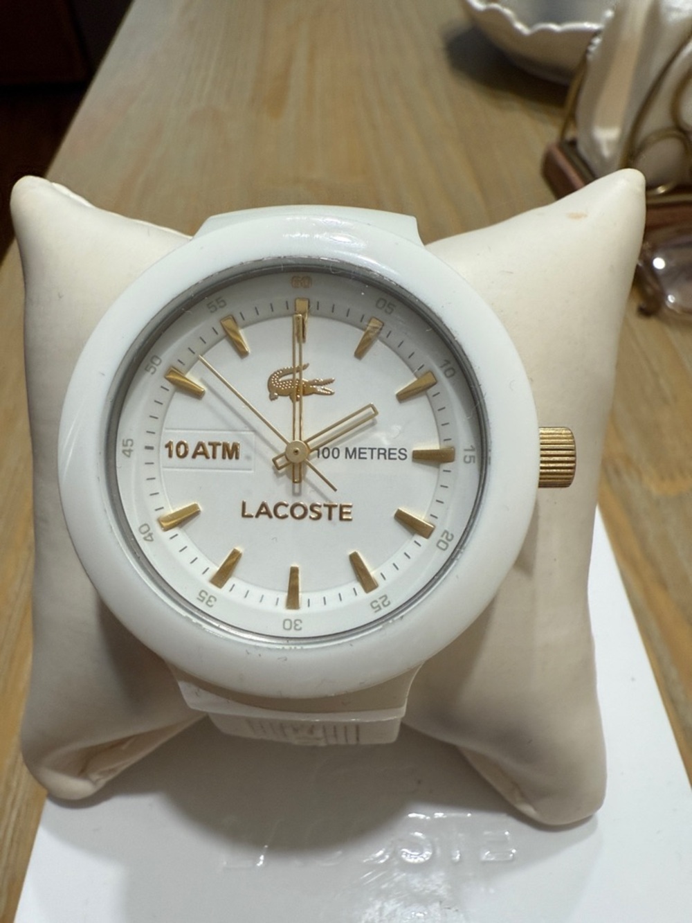 Lacoste White Watch with Gold Accents